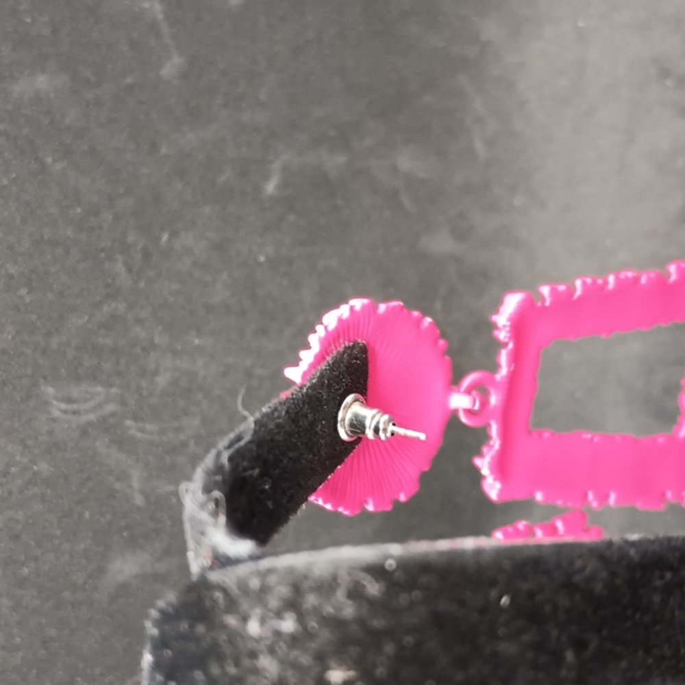 Pink Textured Statement Earrings - Picture 3 of 3